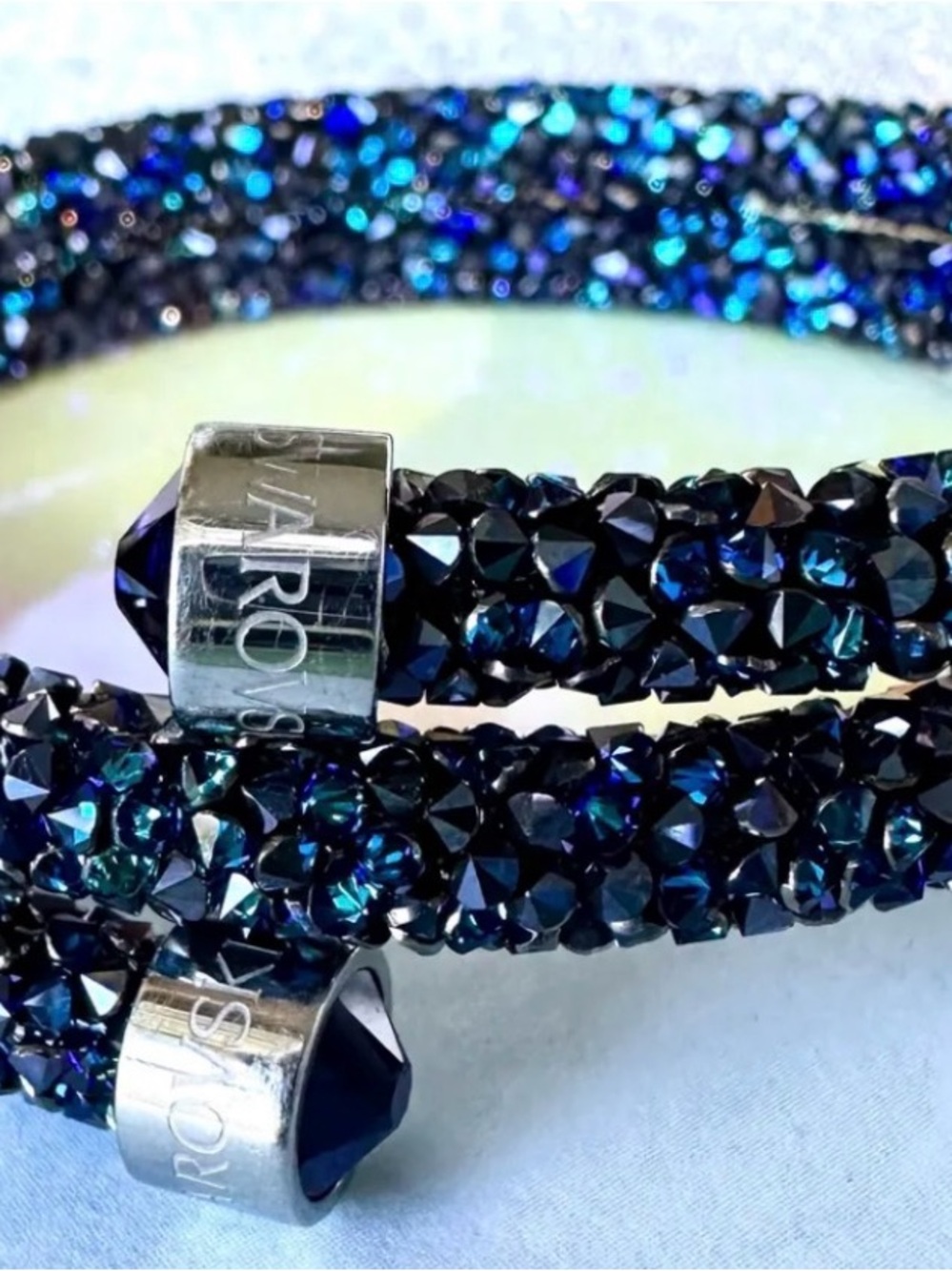 Swarovski Iridescent Deep Blue Crystal Pavé Wrap Bracelet